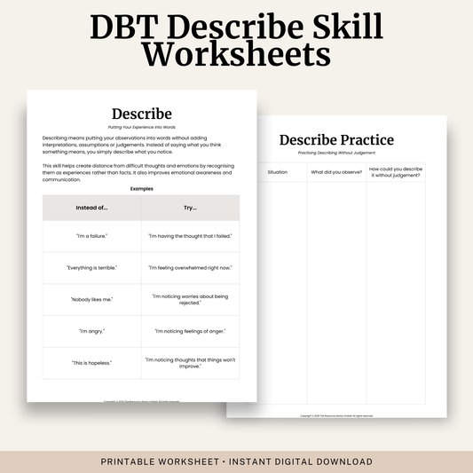 DBT Describe Skill Worksheet