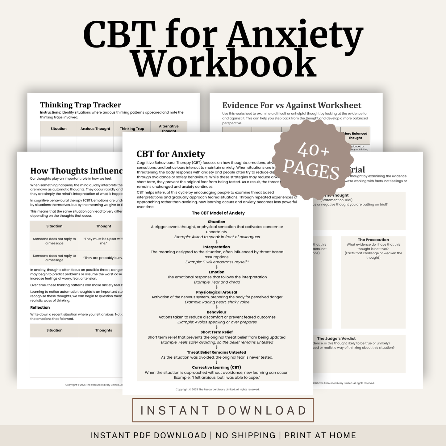 CBT for Anxiety Workbook