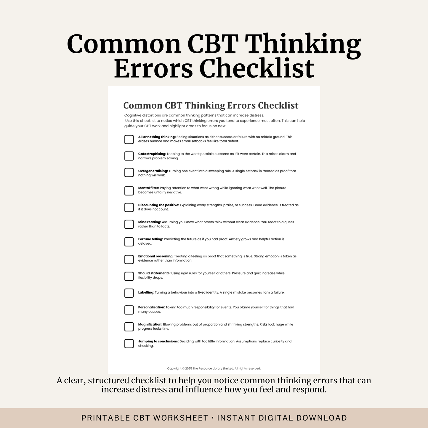 CBT Thinking Errors Checklist