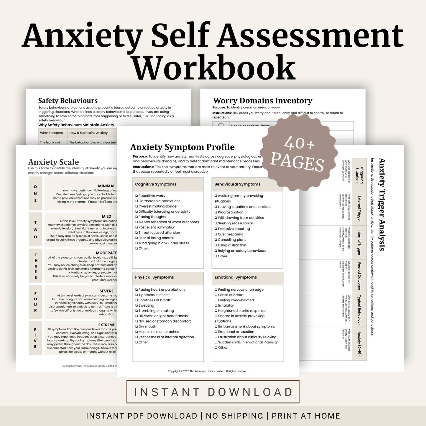 Anxiety Self Assessment Workbook
