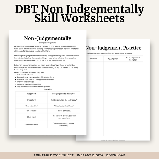 Non Judgementally DBT Skill Worksheet