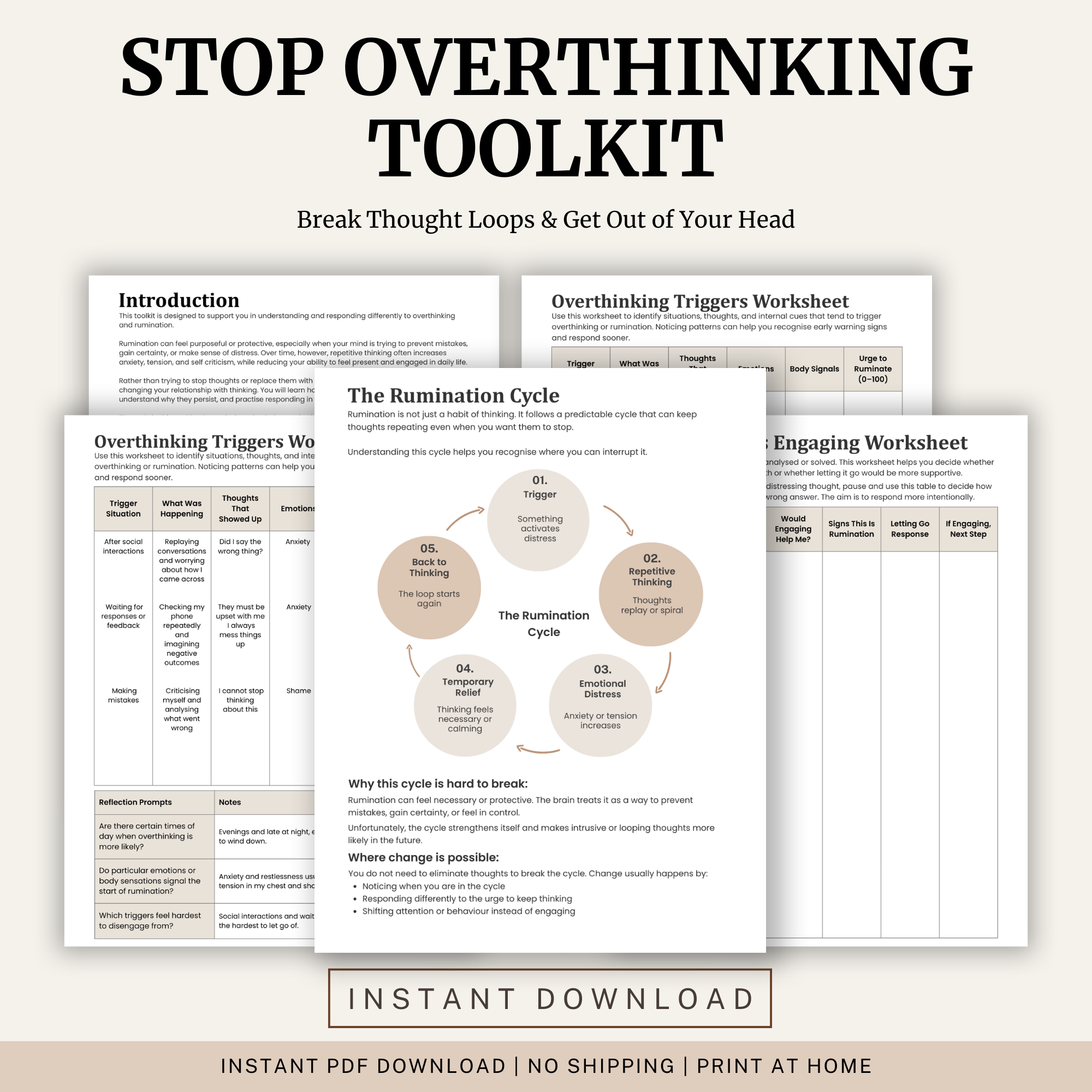 Stop Overthinking Toolkit | Printable PDF