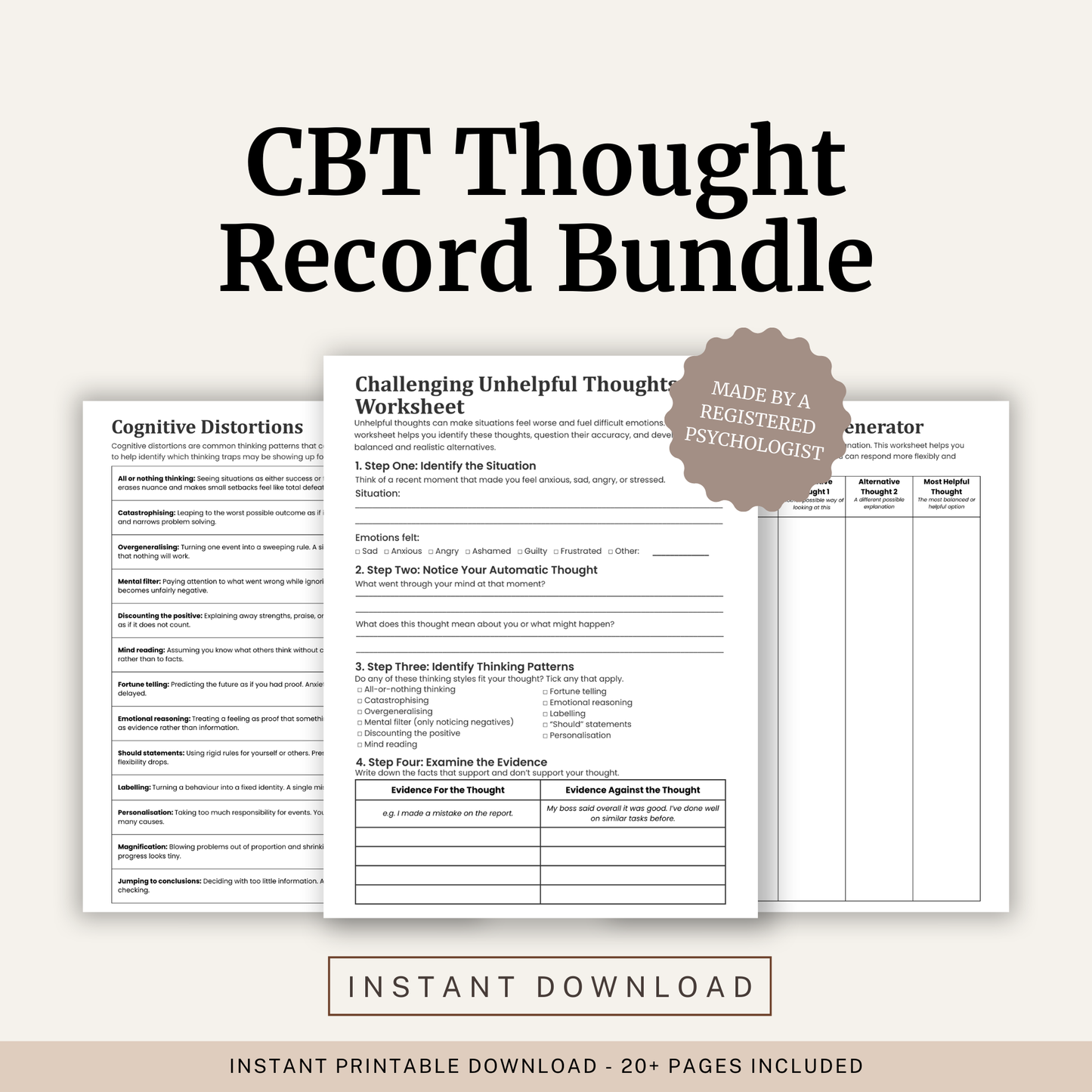 CBT Thought Record Bundle