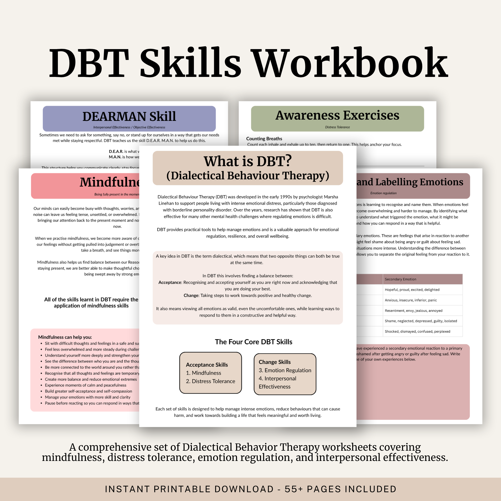 DBT Skills Workbook | Printable PDF
