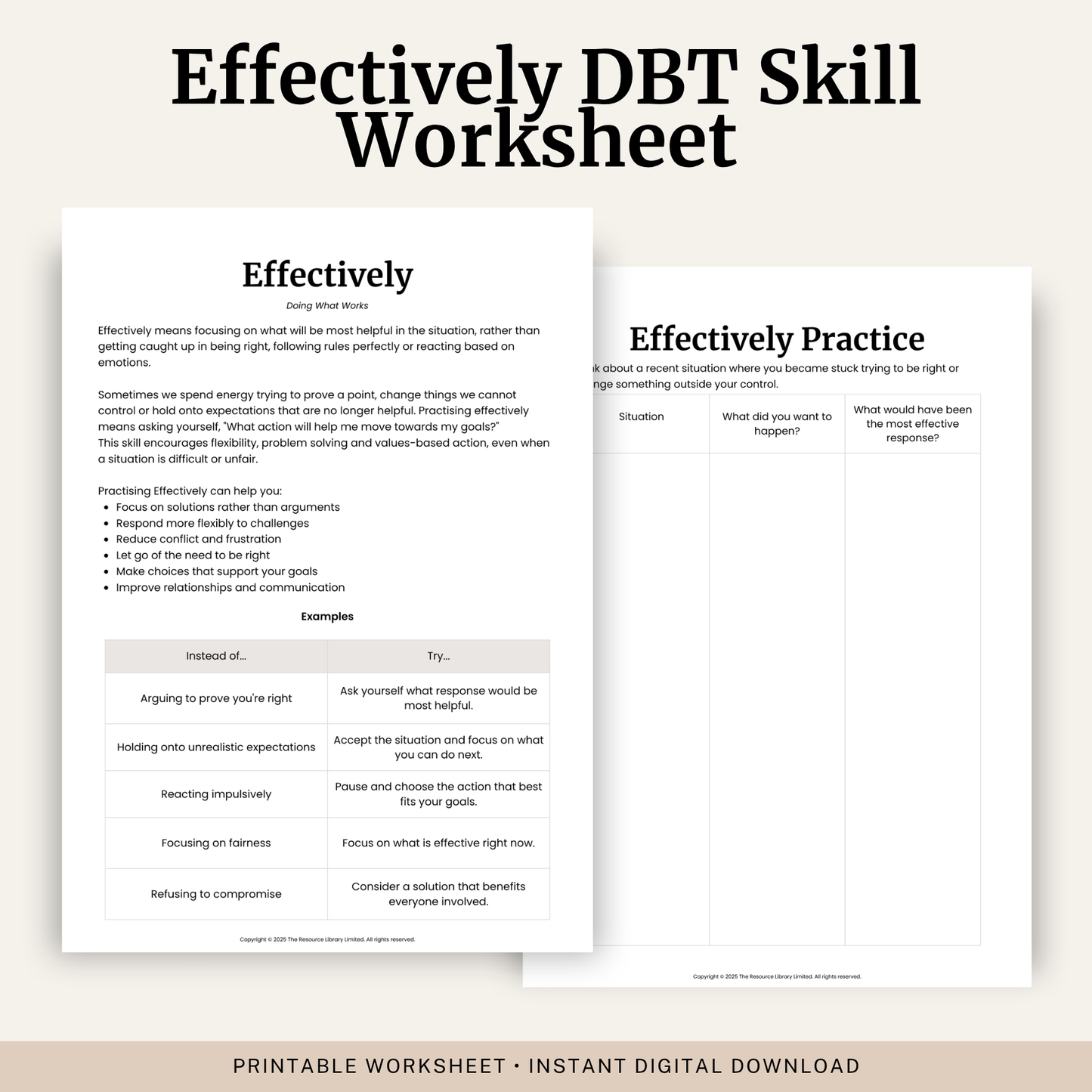 Effectively DBT Skill Worksheet