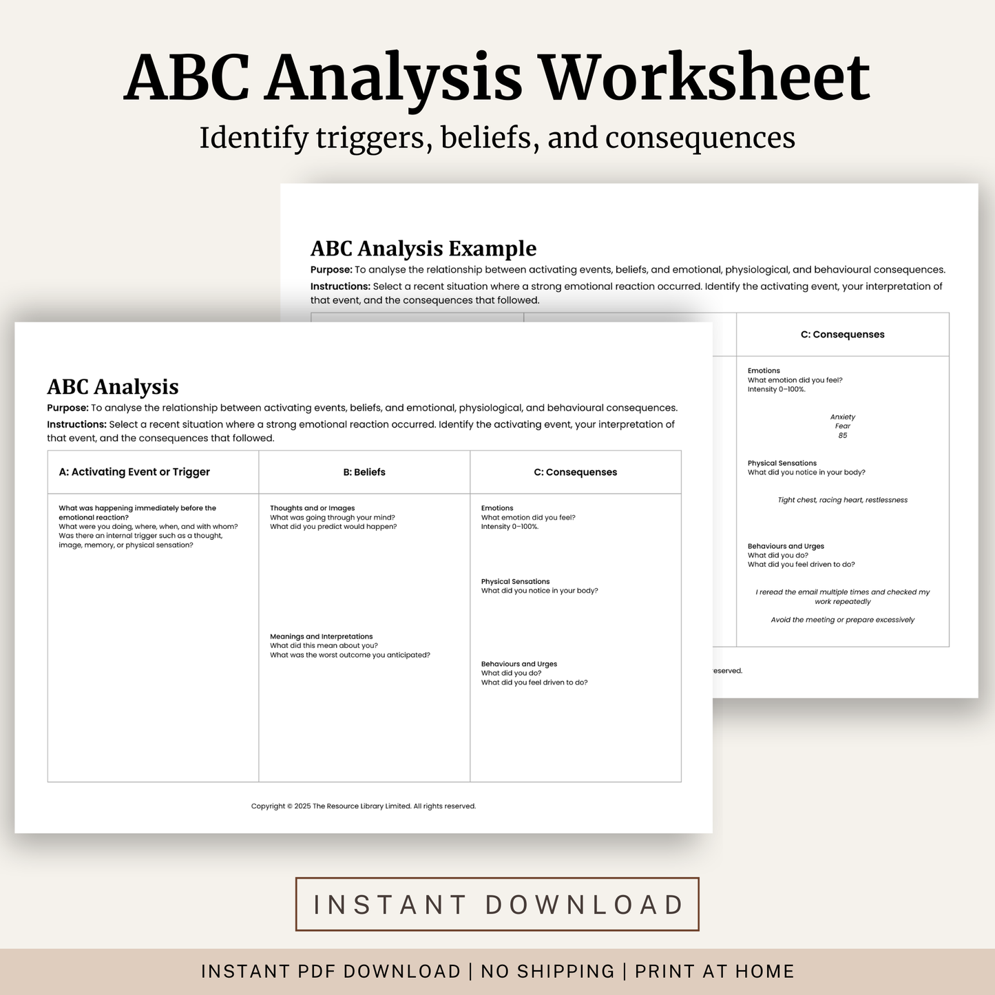 ABC Analysis Worksheet