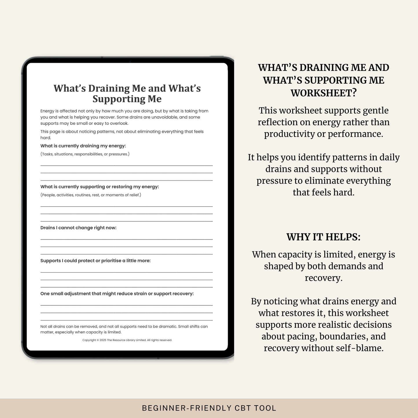 What’s Draining Me and What’s Supporting Me Worksheet
