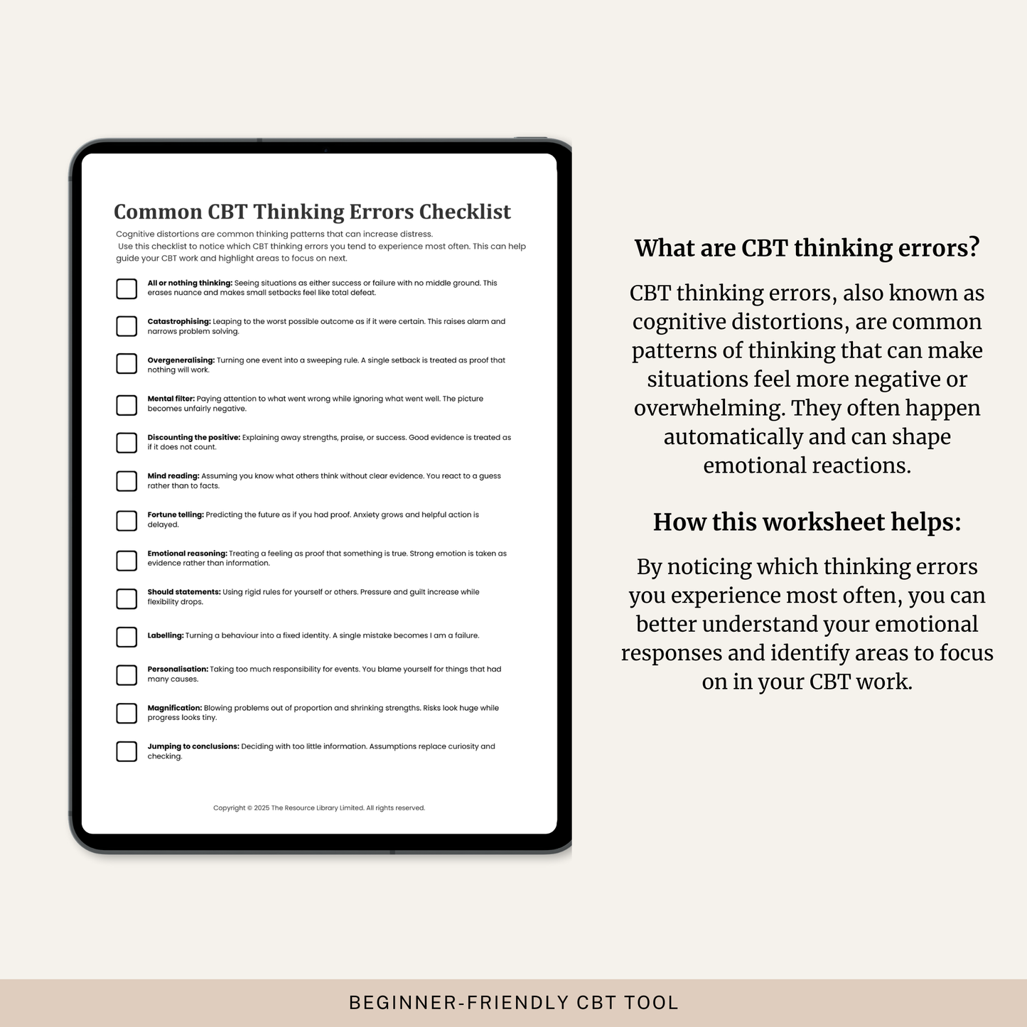 CBT Thinking Errors Checklist