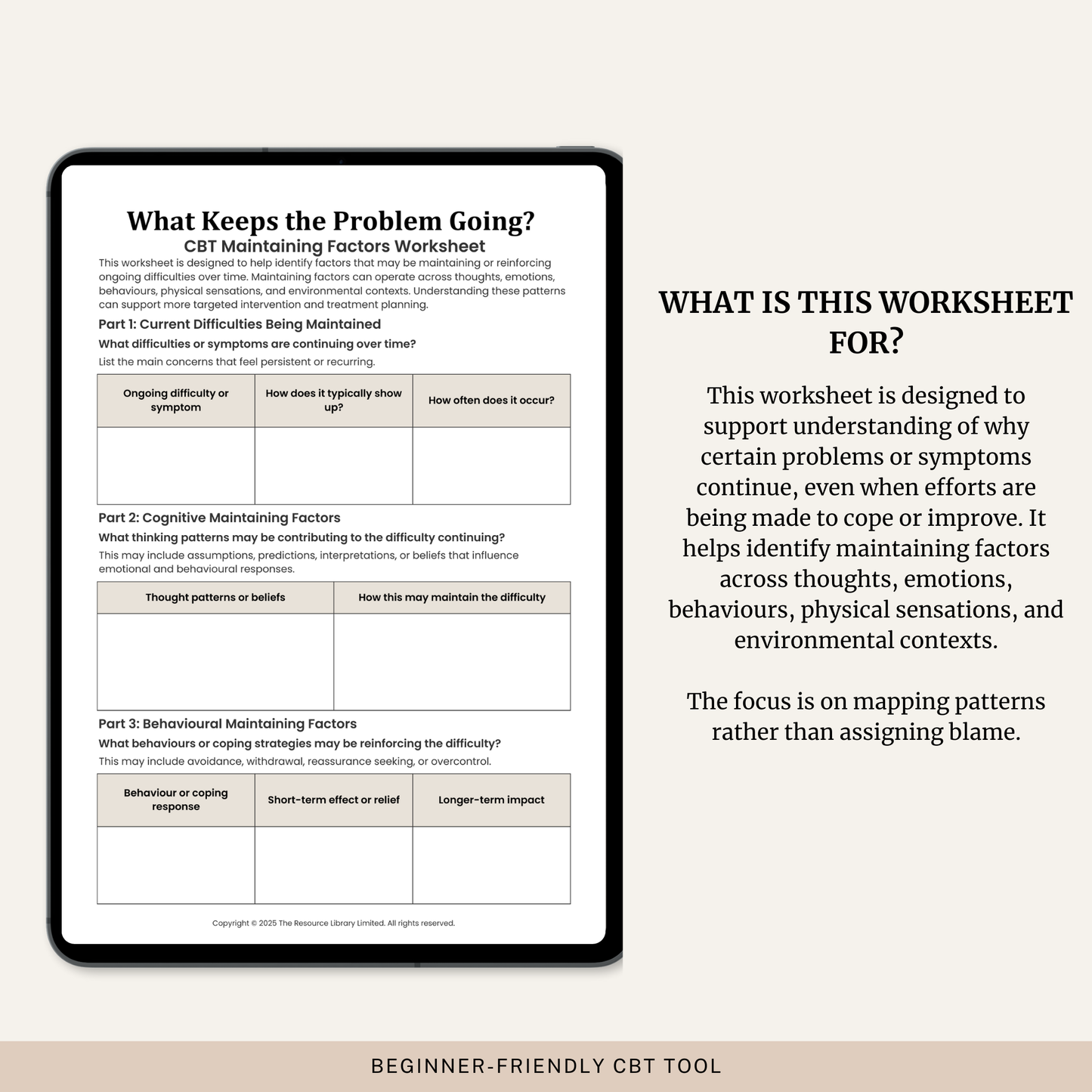 What Keeps the Problem Going? CBT Maintaining Factors Worksheet