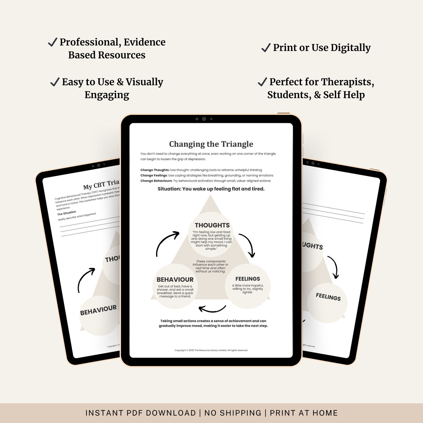 CBT Triangle for Depression Worksheets