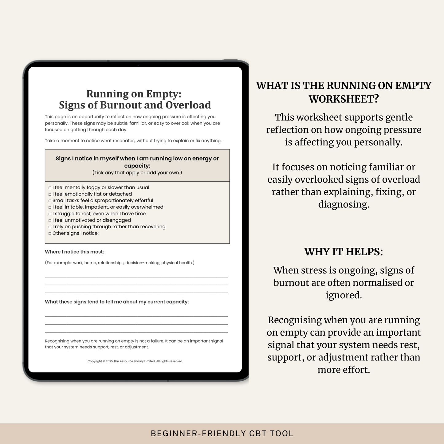 Running on Empty: Signs of Burnout and Overload Worksheet