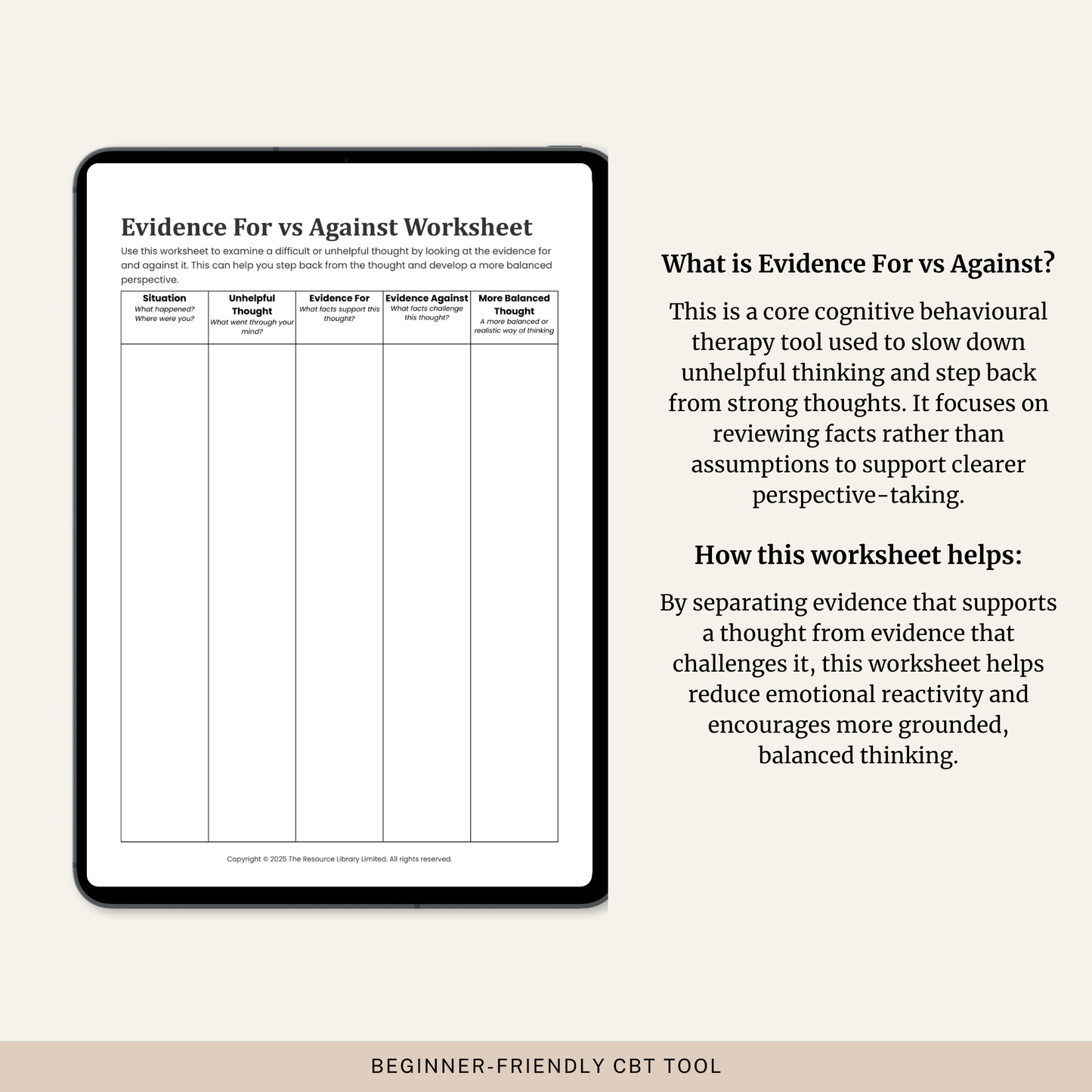 Evidence For vs Against Worksheet