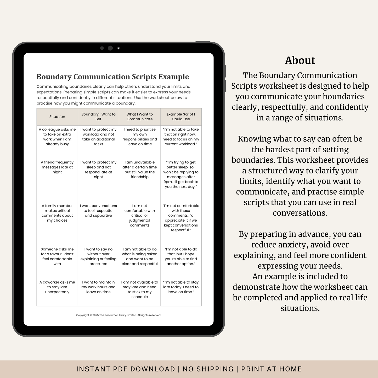 Boundary Communication Scripts Worksheet