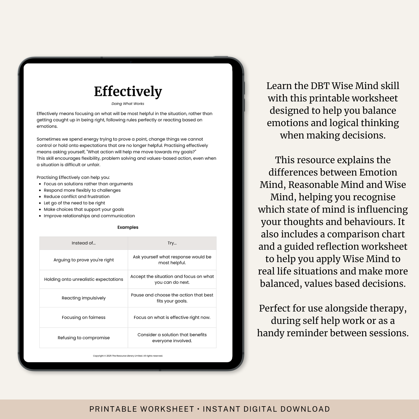 Effectively DBT Skill Worksheet