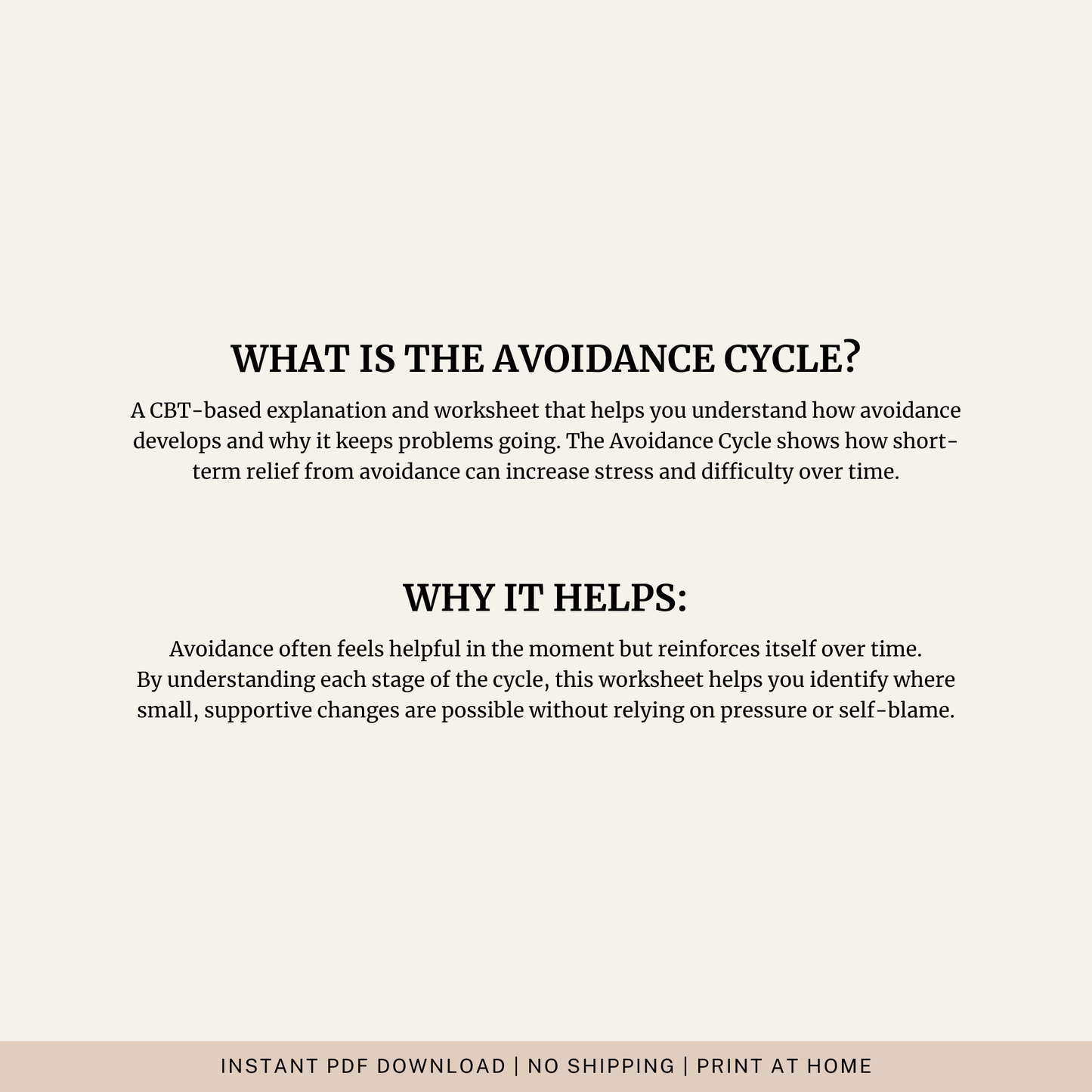 The Avoidance Cycle Diagram Worksheet