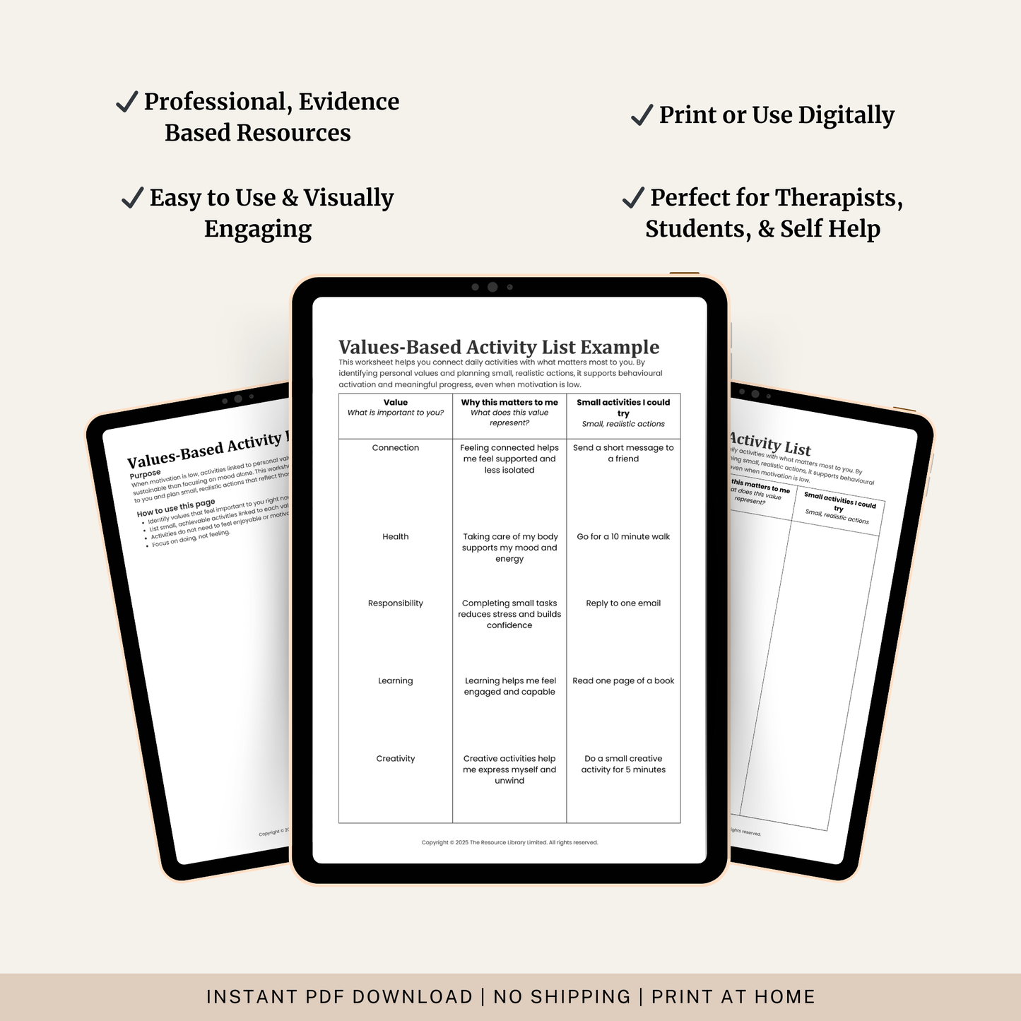 Values-Based Activity List