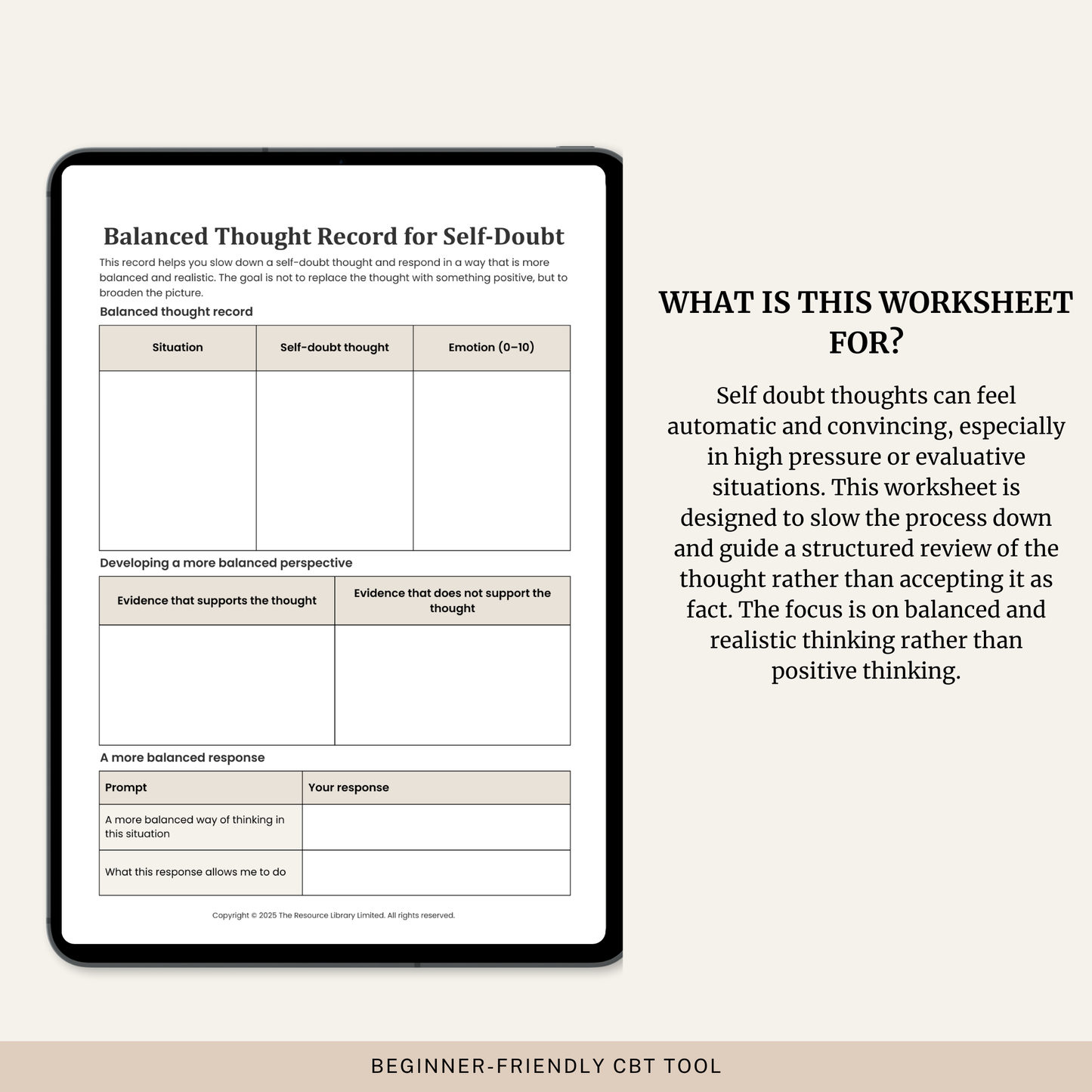 Balanced Thought Record for Self-Doubt