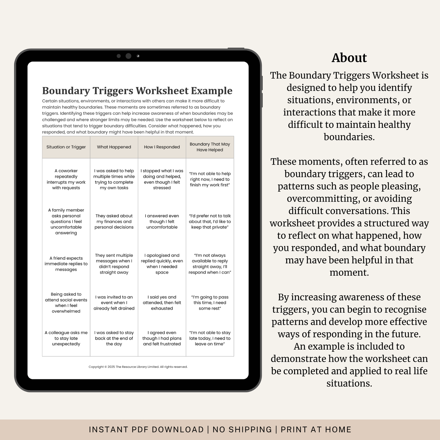 Boundary Triggers Worksheet