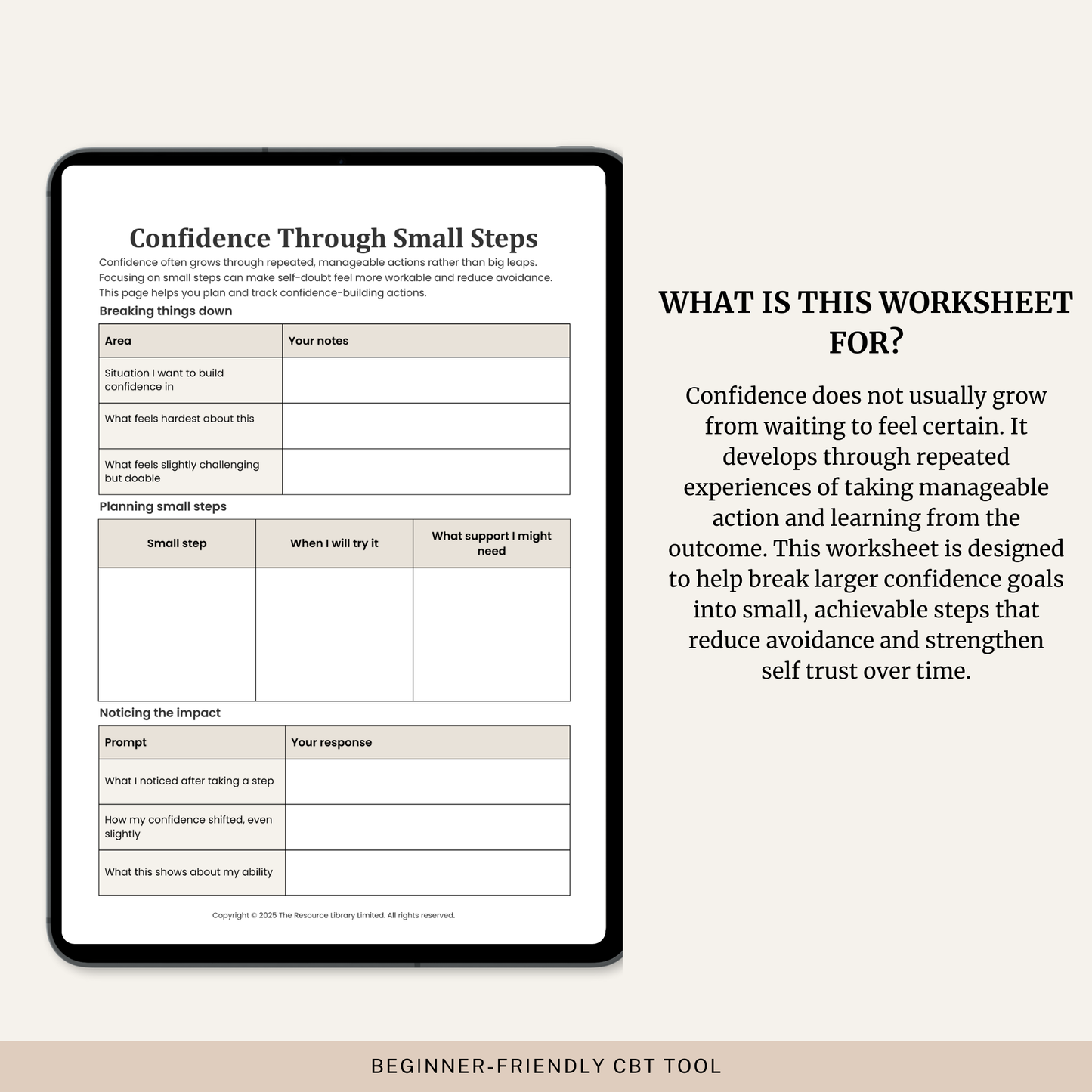 Confidence Through Small Steps Worksheet