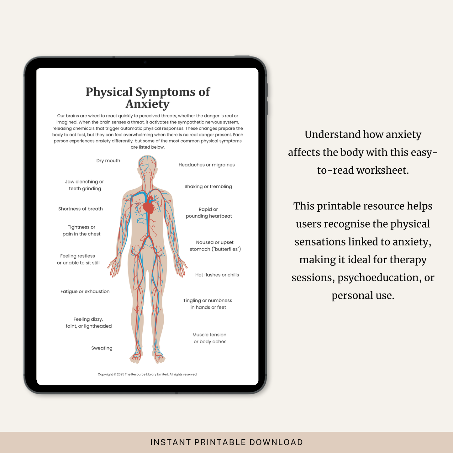Physical Symptoms of Anxiety Worksheet