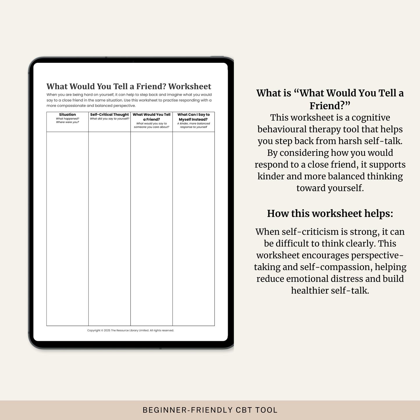 What Would You Tell a Friend Worksheet