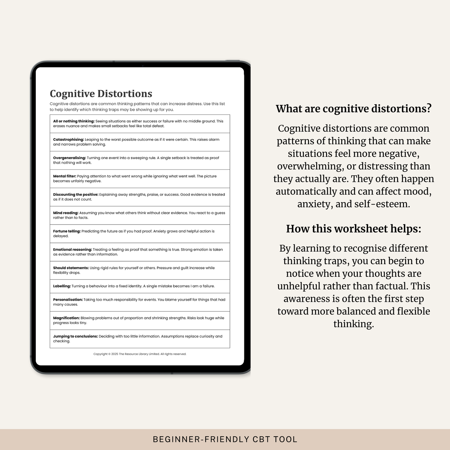Cognitive Distortions Reference Sheet