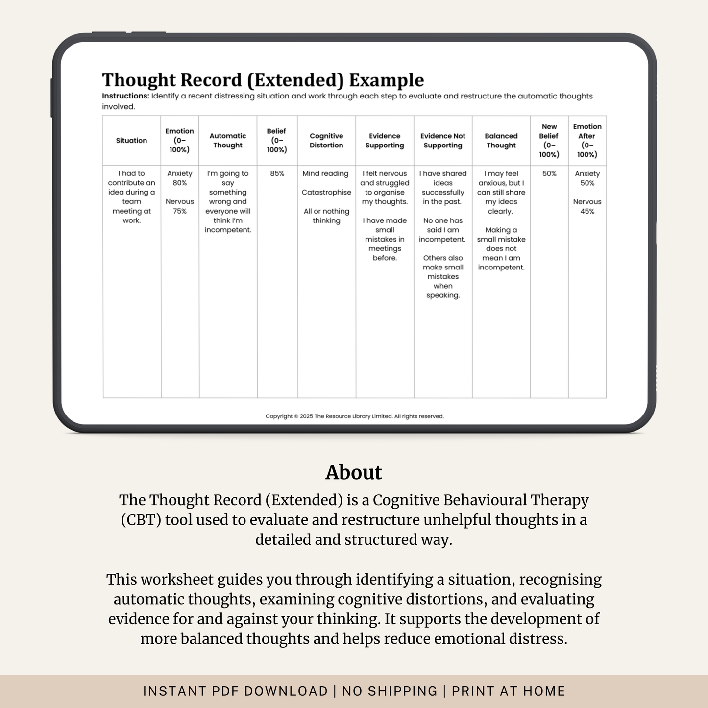 Thought Record (Extended) Worksheet
