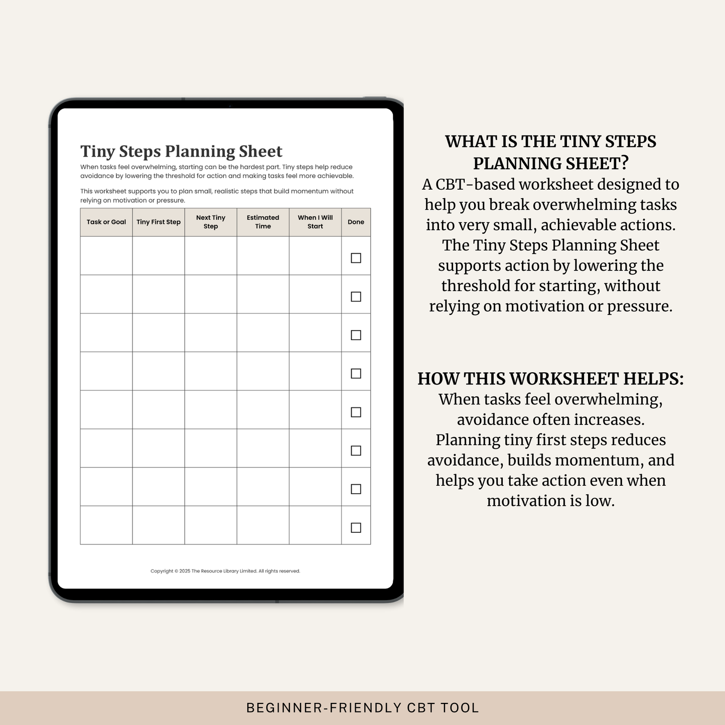 Tiny Steps Planning Sheet