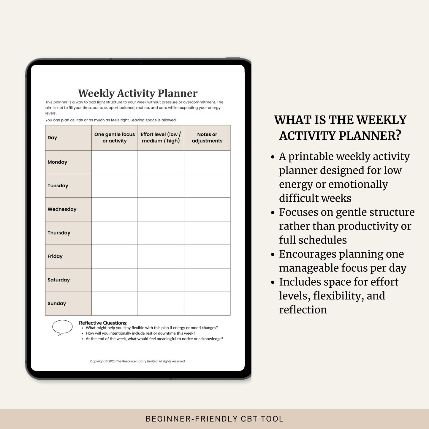Weekly Activity Planner