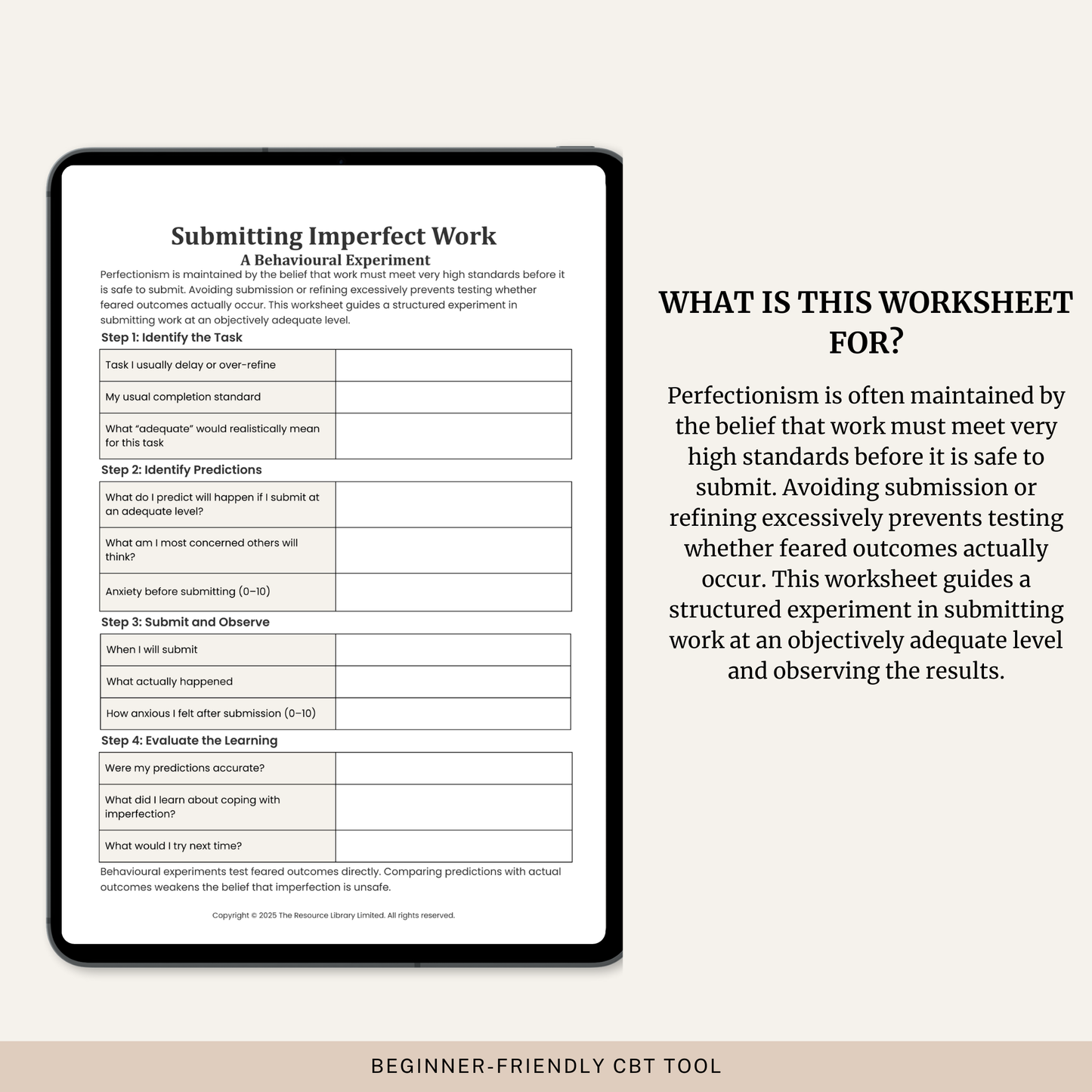 Submitting Imperfect Work Worksheet
