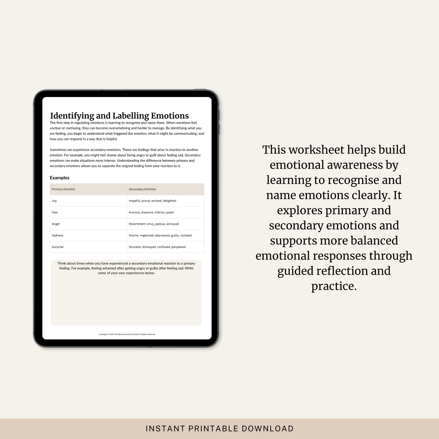 Identifying and Labelling Emotions Worksheet