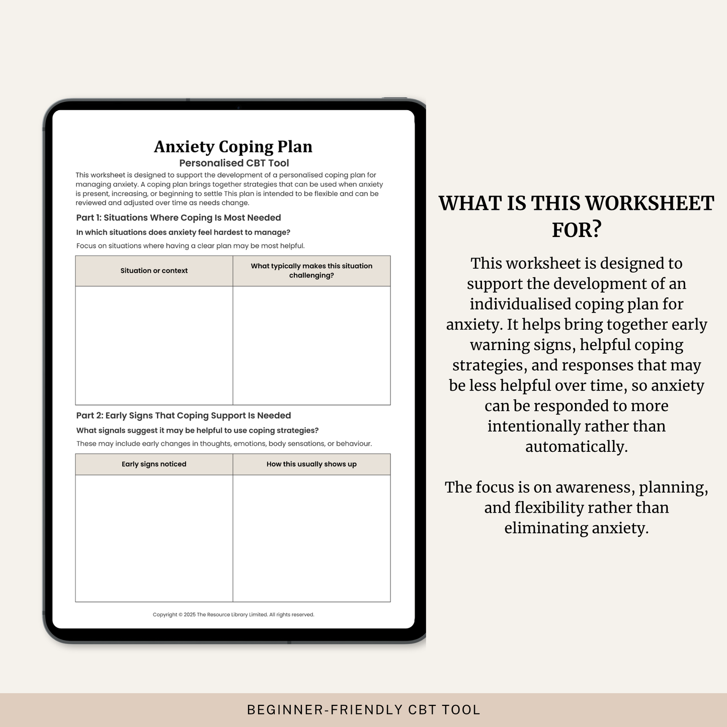 Anxiety Coping Plan Worksheet