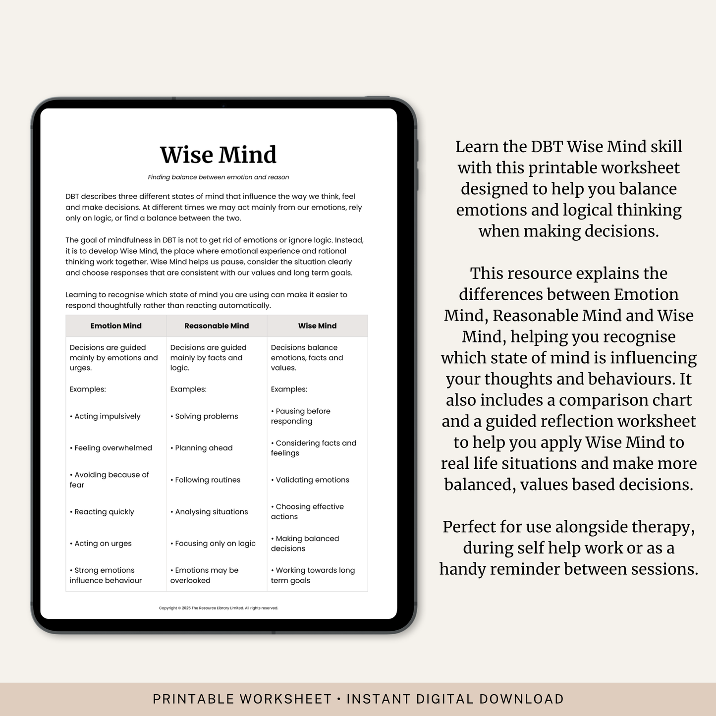 Wise Mind DBT Worksheet