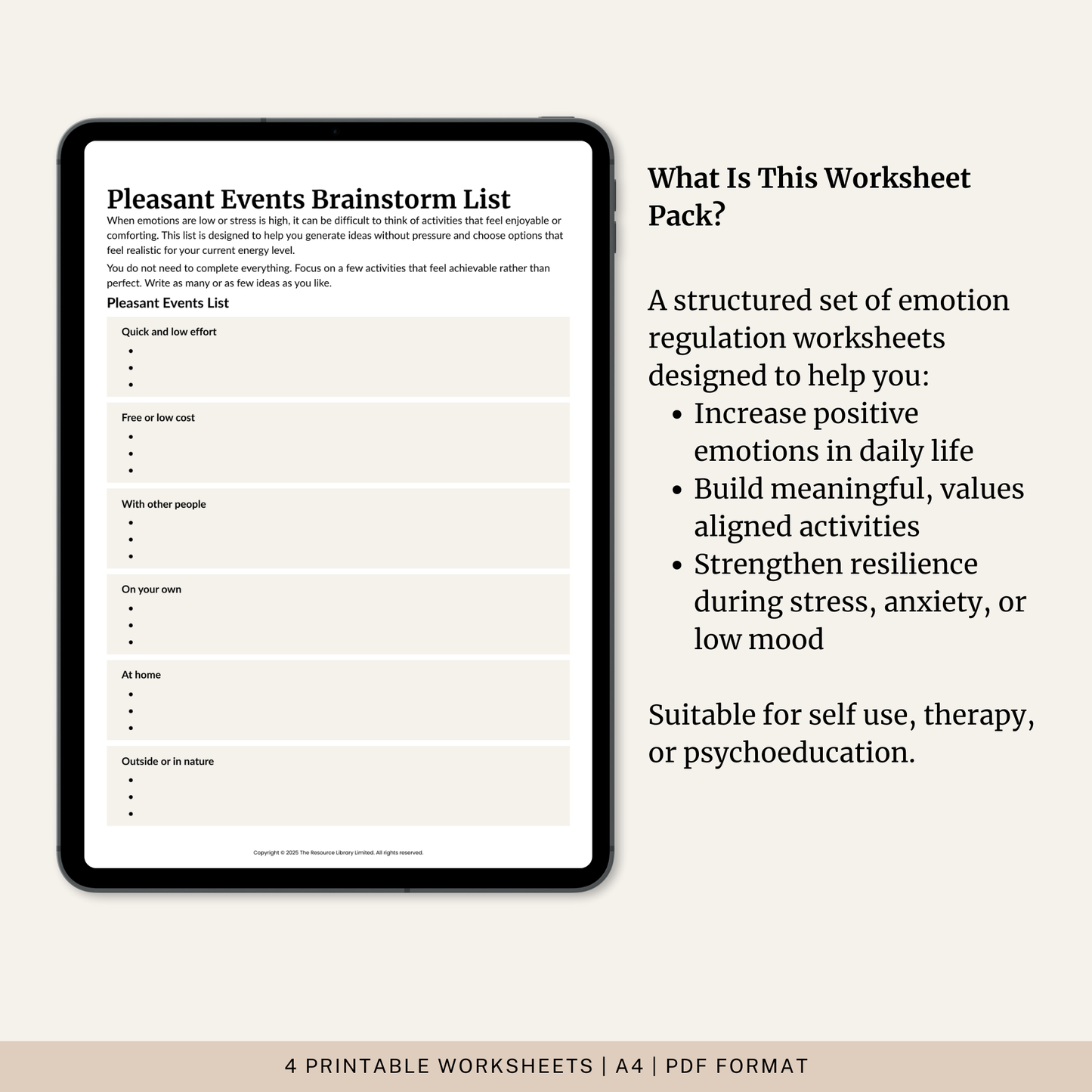 Increasing Positive Emotions Worksheet