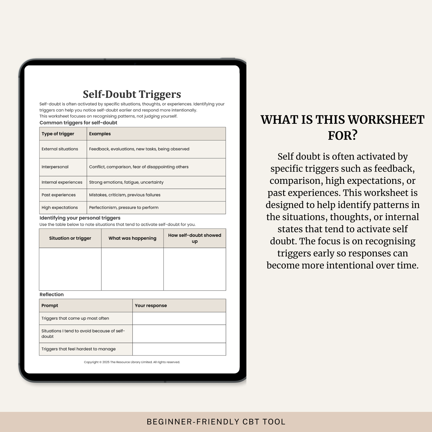 Self-Doubt Triggers Worksheet