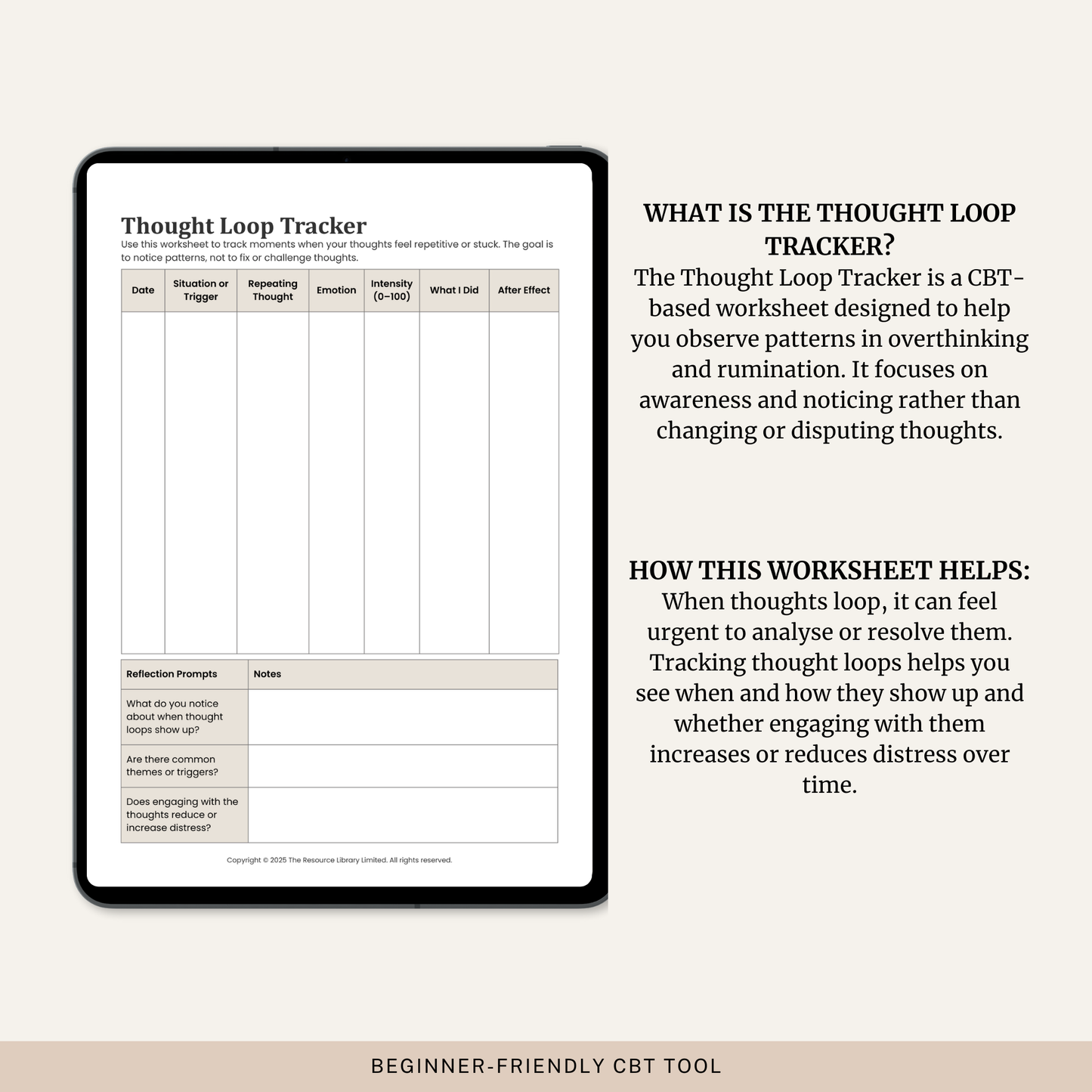Thought Loop Tracker Worksheet