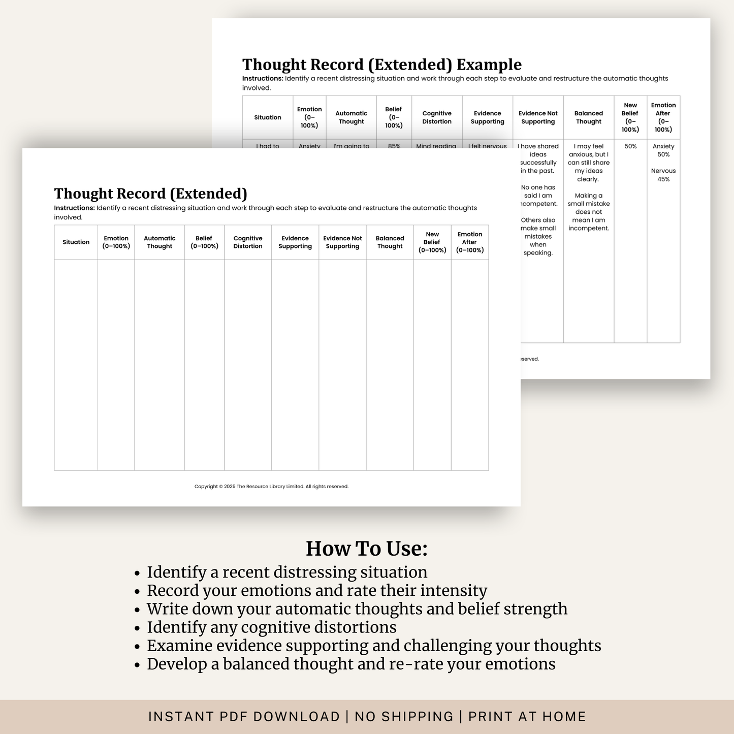 Thought Record (Extended) Worksheet
