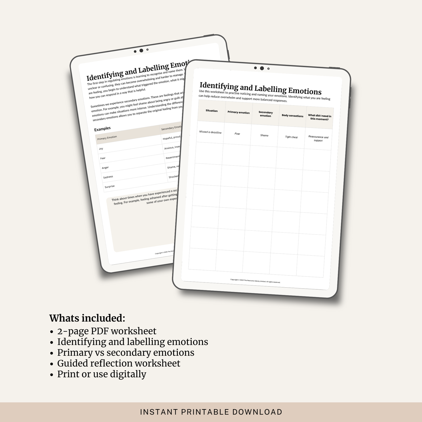Identifying and Labelling Emotions Worksheet