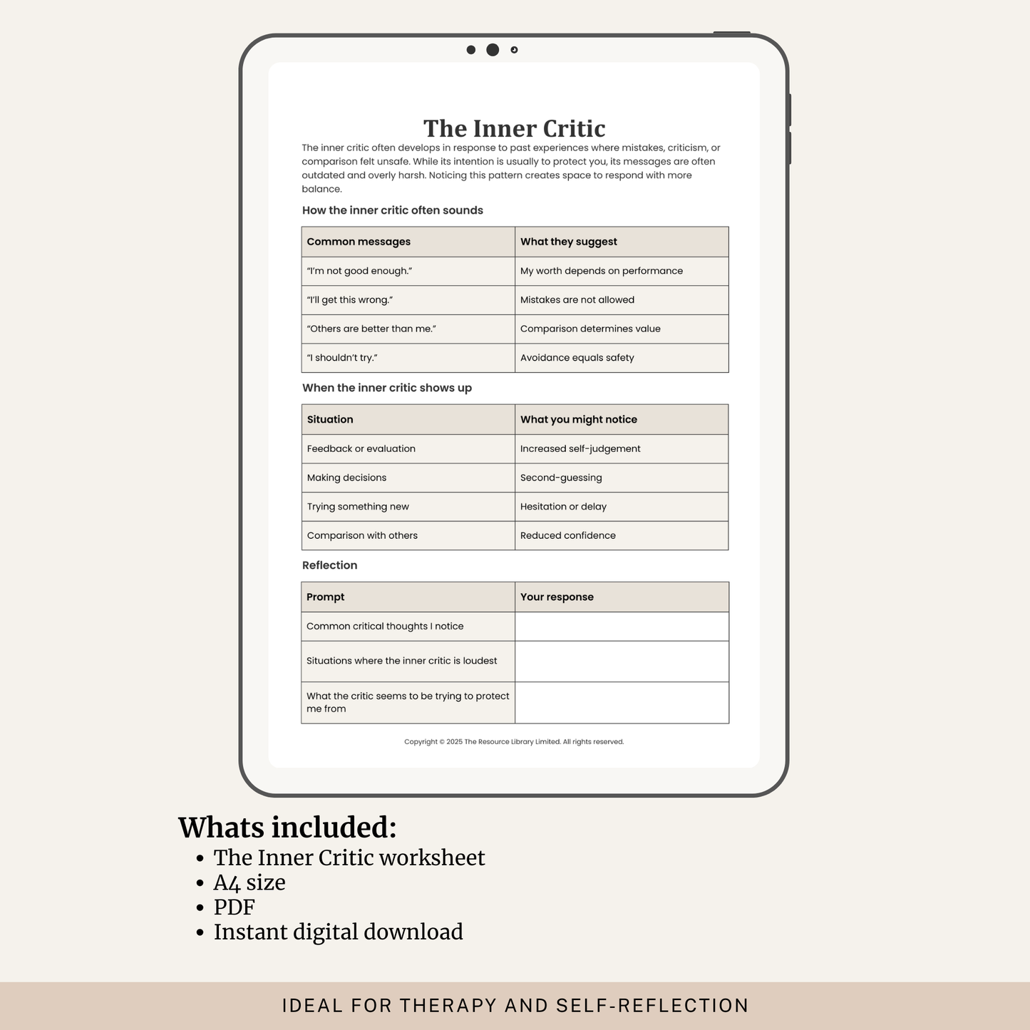 The Inner Critic Worksheet