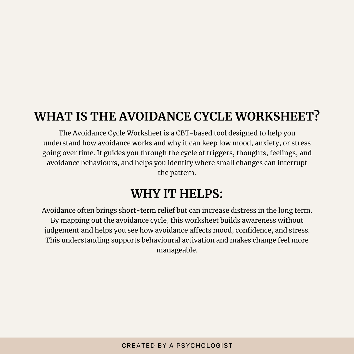 Avoidance Cycle Worksheet