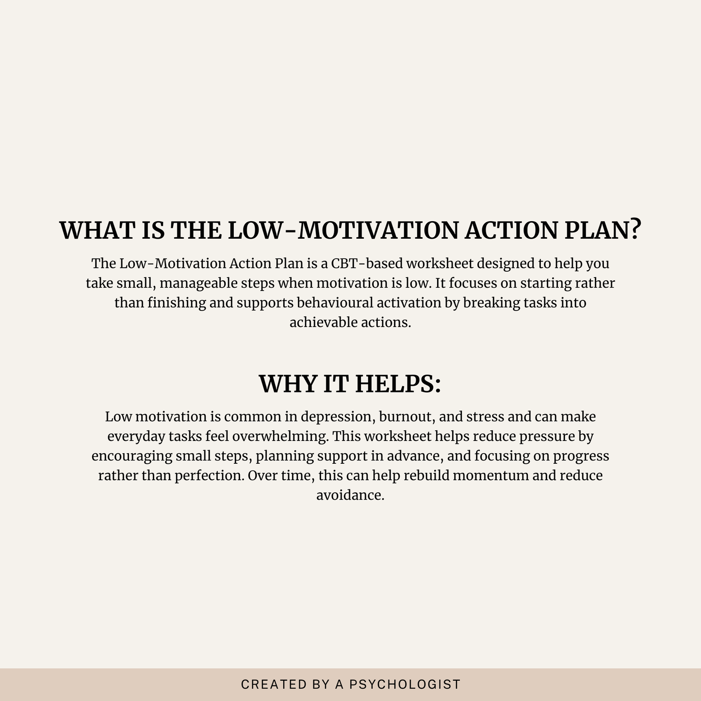 Low Motivation Action Plan Worksheet