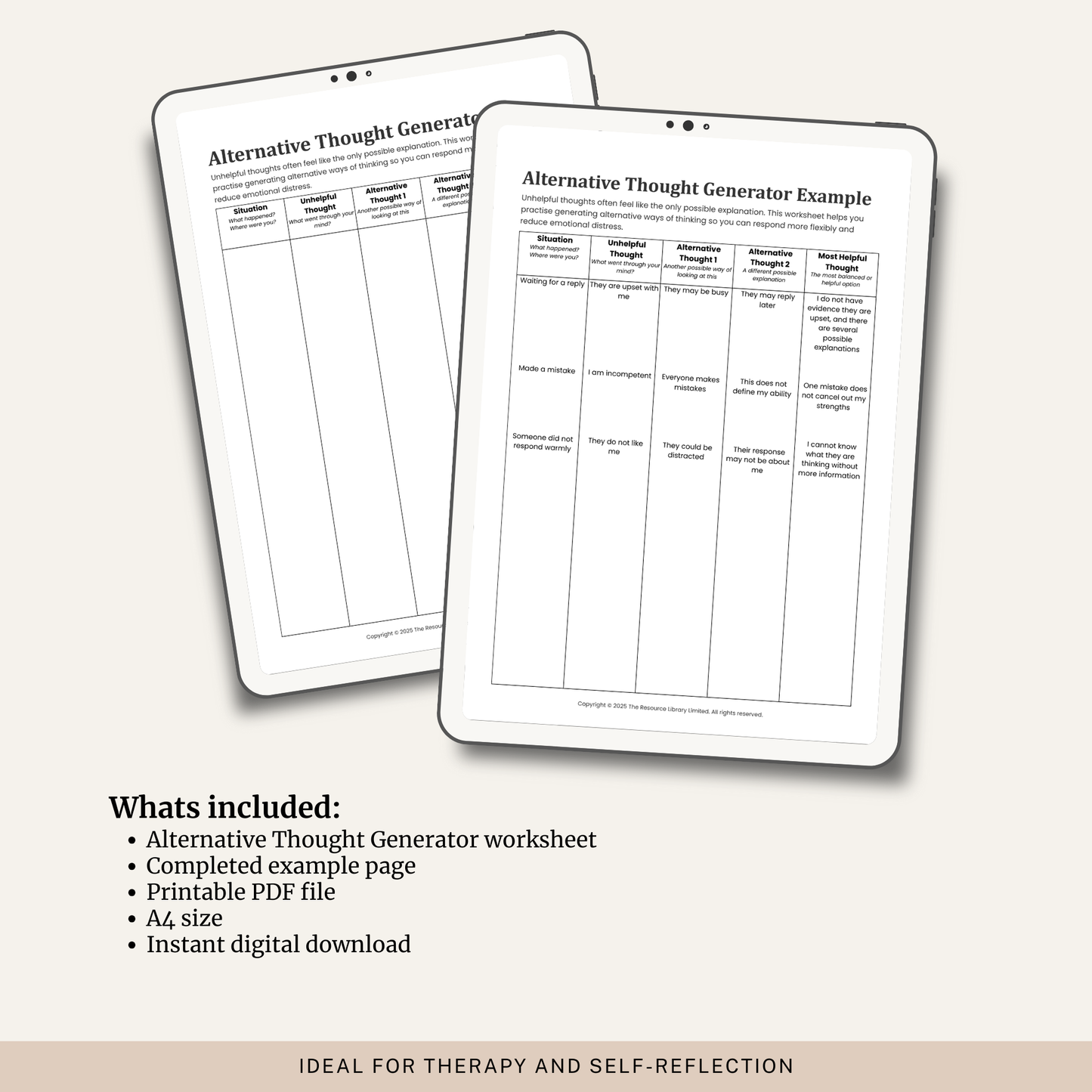 Alternative Thought Generator Worksheet