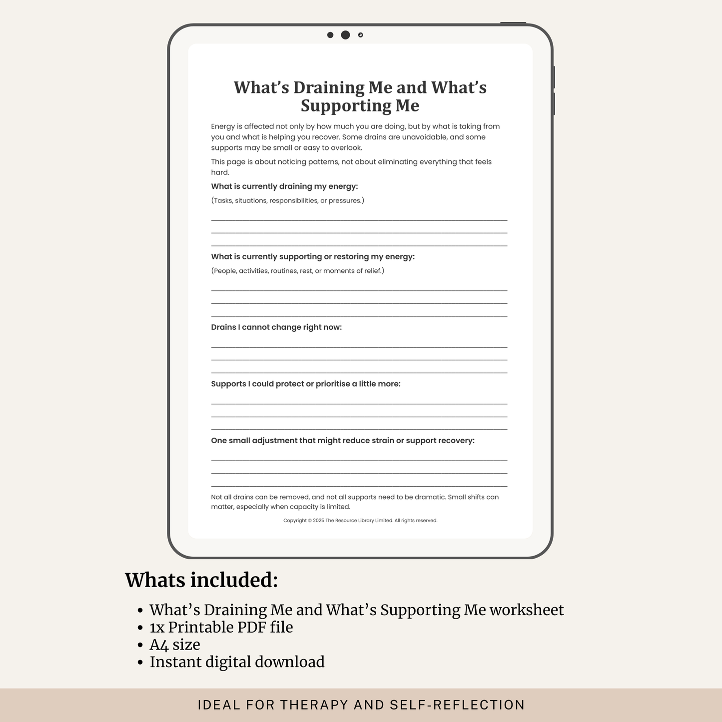 What’s Draining Me and What’s Supporting Me Worksheet