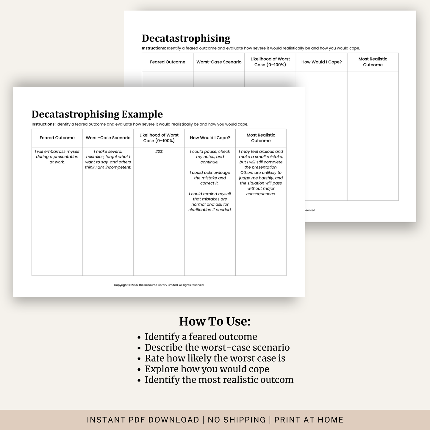 Decatastrophising Worksheet