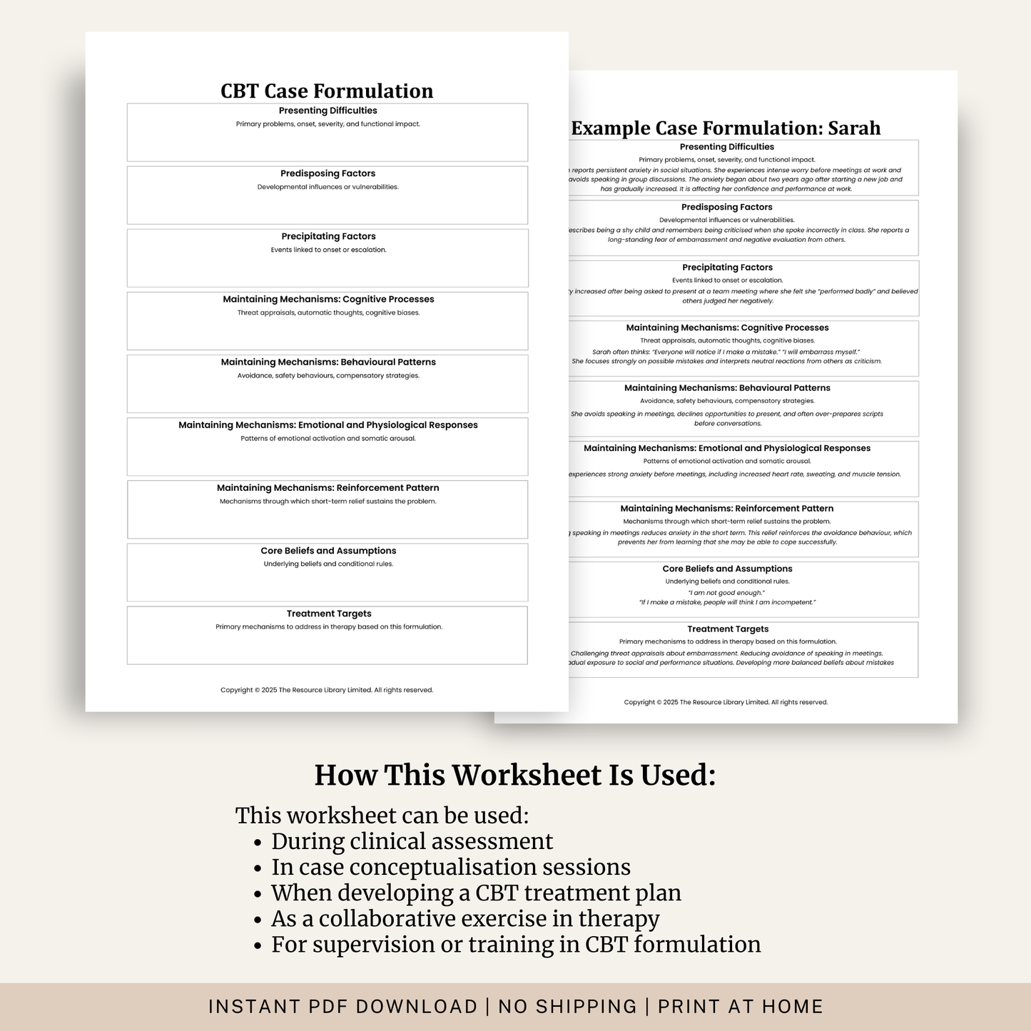 CBT Case Formulation Worksheet