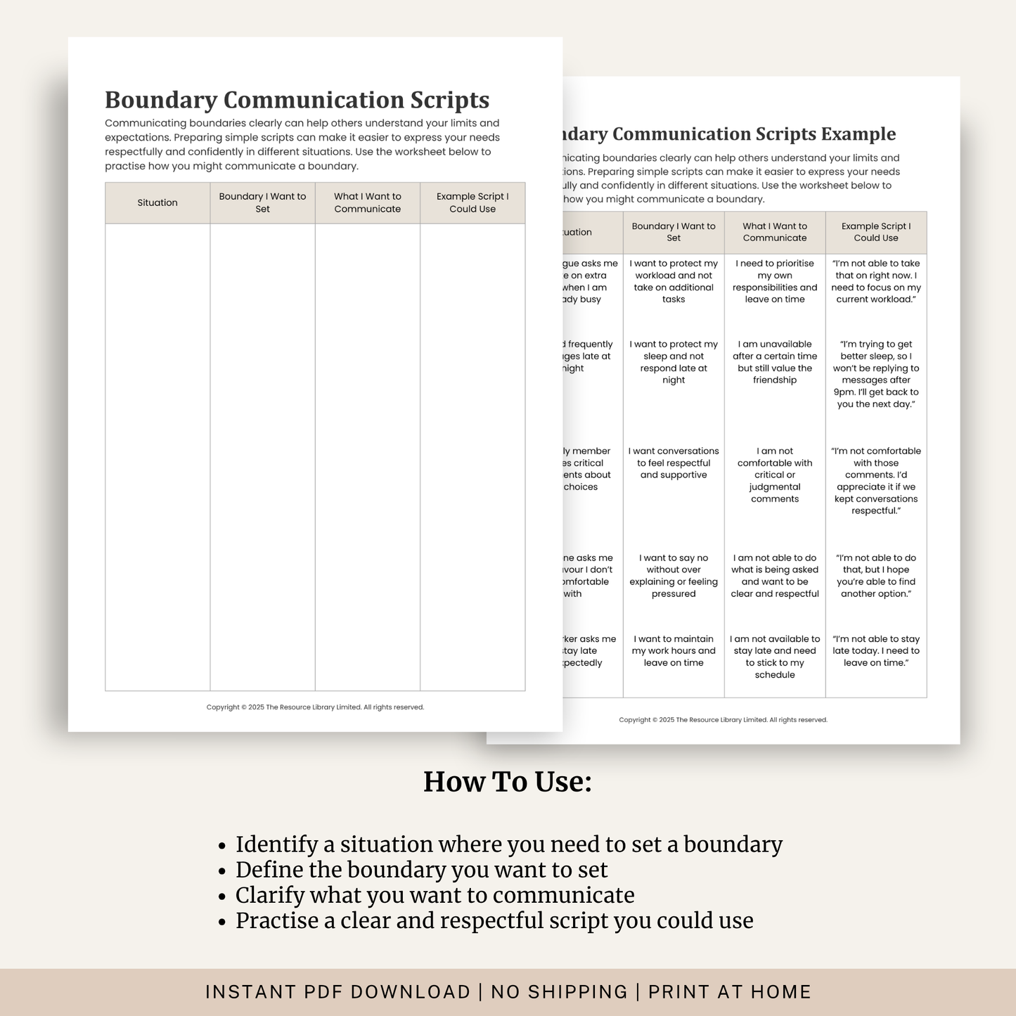 Boundary Communication Scripts Worksheet
