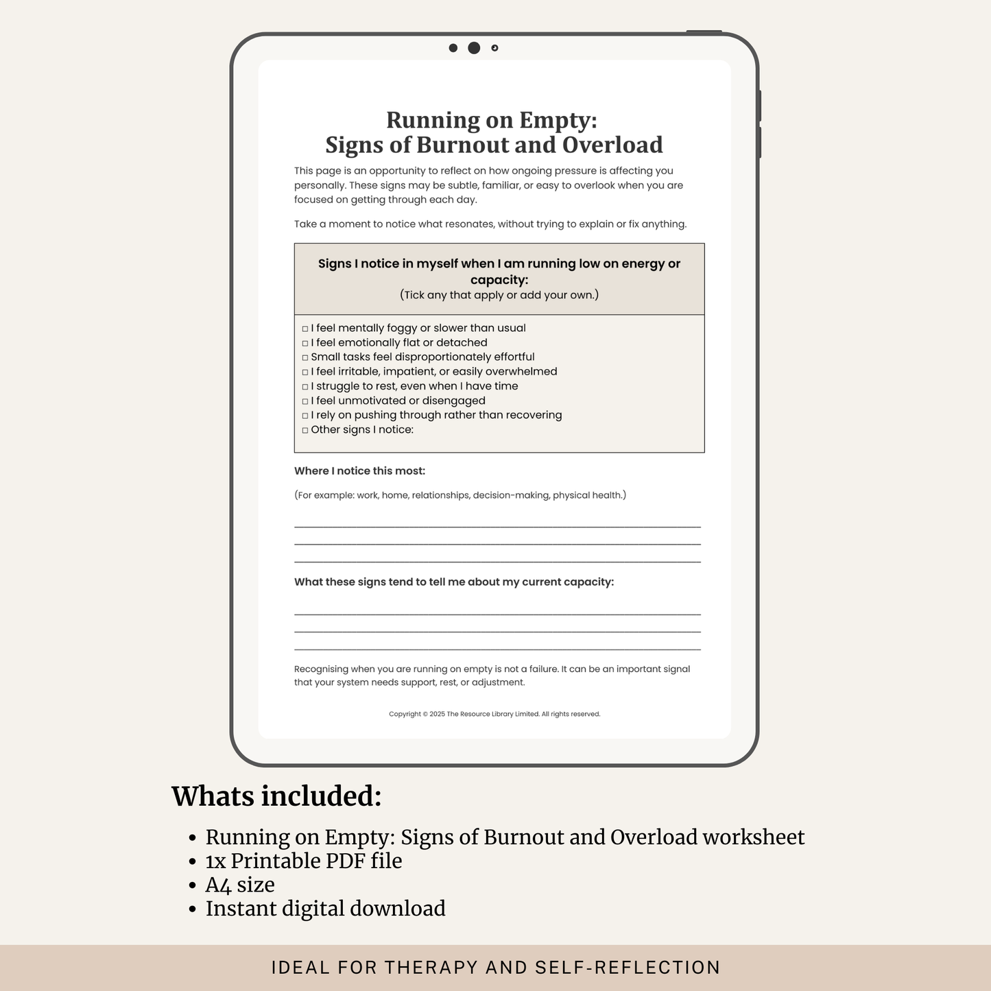 Running on Empty: Signs of Burnout and Overload Worksheet