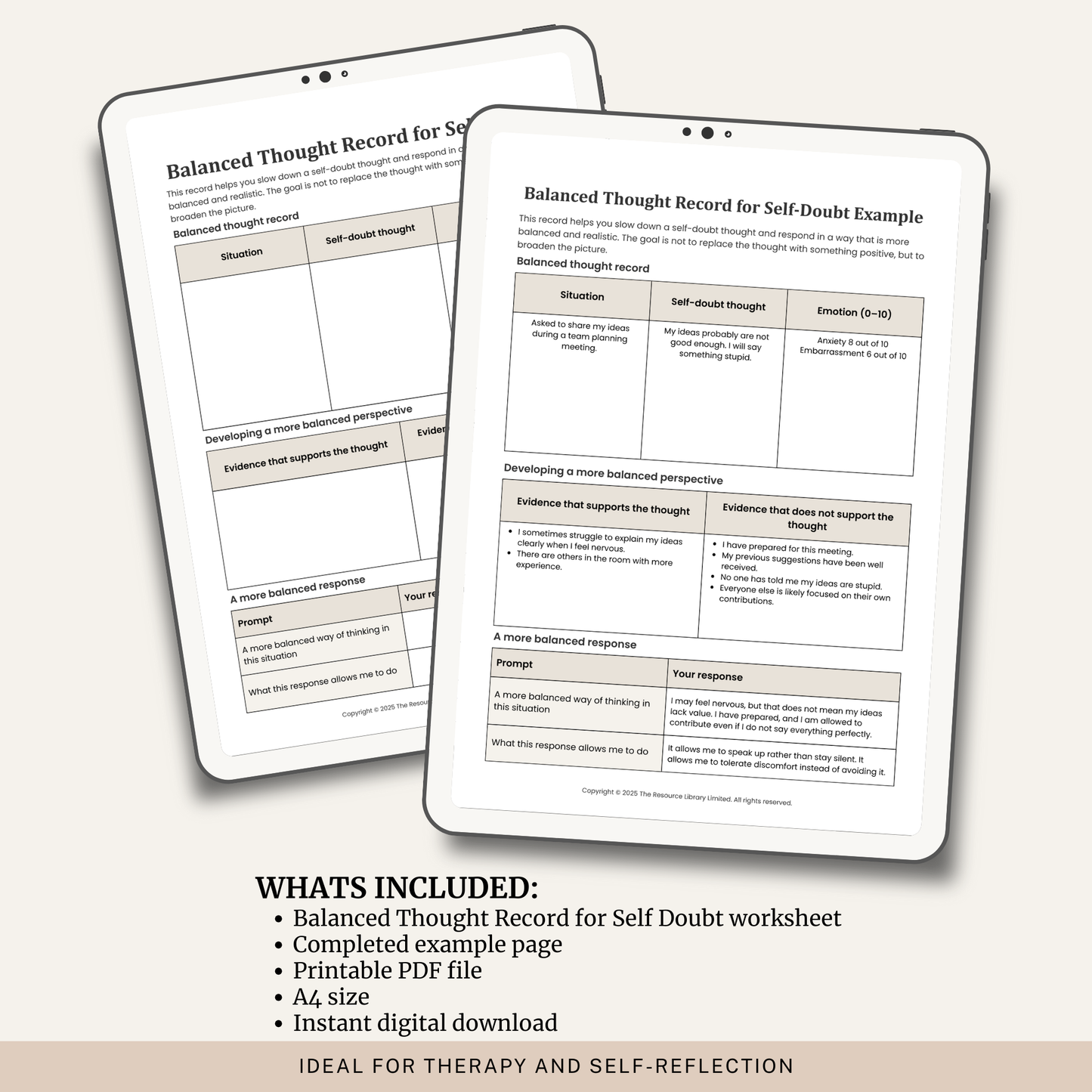 Balanced Thought Record for Self-Doubt
