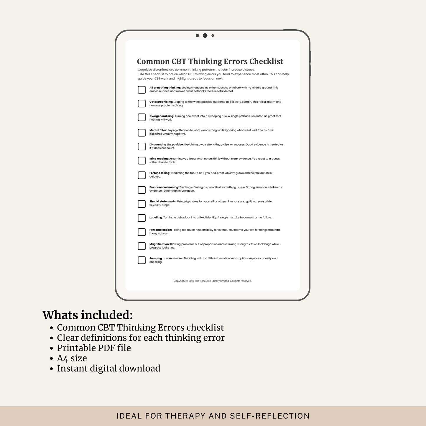 CBT Thinking Errors Checklist