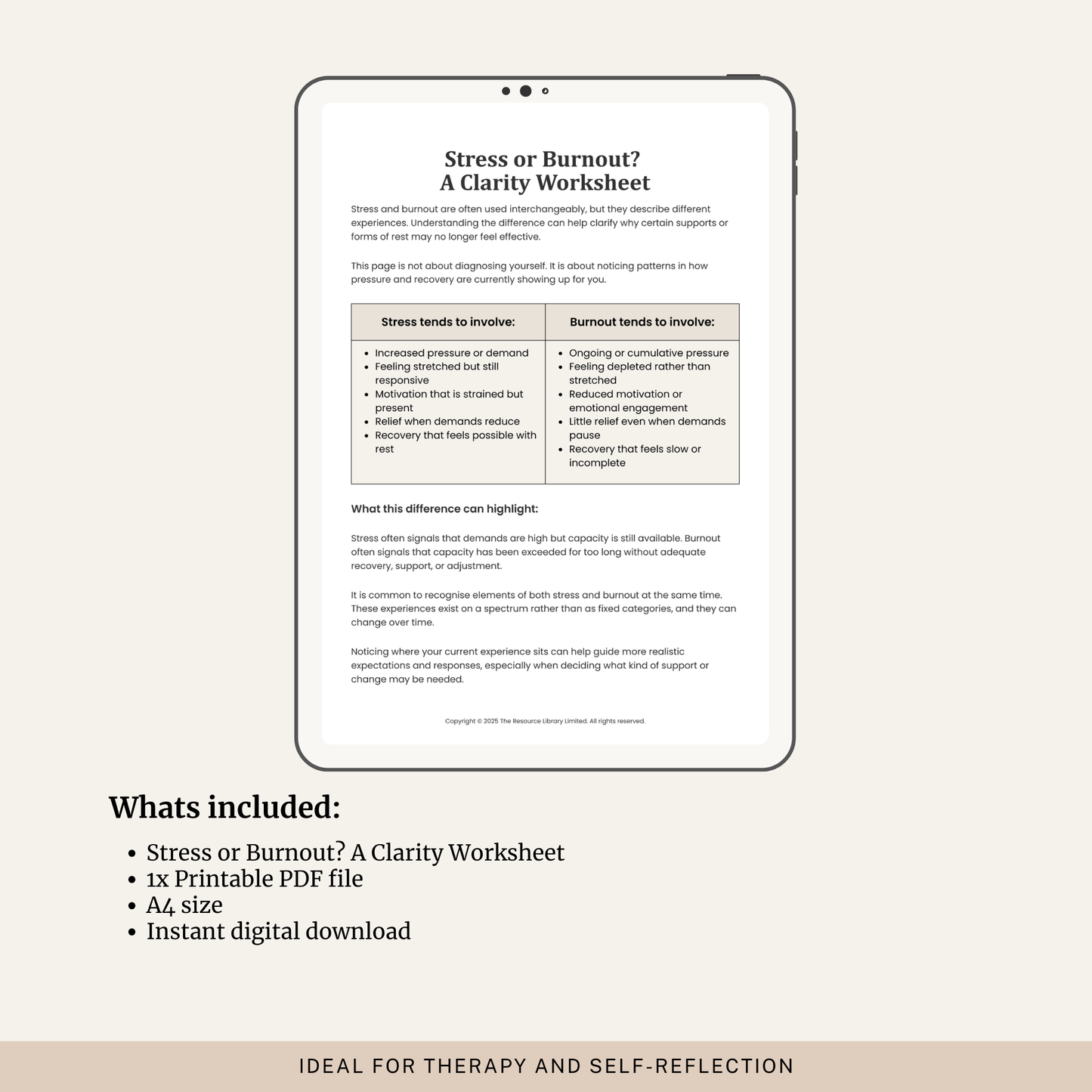 Stress or Burnout Clarity Worksheet